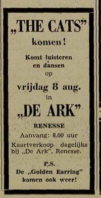 Golden Earring show ad Renesse - De Ark August 11, 1970